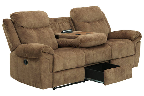 Huddle-Up Nutmeg Reclining Sofa with Drop Down Table -  - Luna Furniture