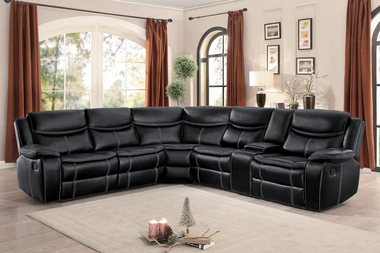 Bastrop Black Reclining Sectional from Homelegance - Luna Furniture