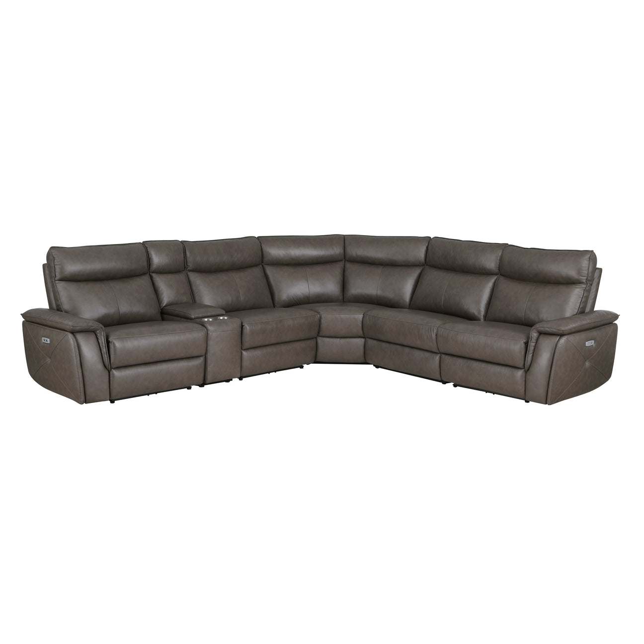 Maroni Dark Brown Leather 6-Piece Modular Power Reclining Sectional from Homelegance - Luna Furniture