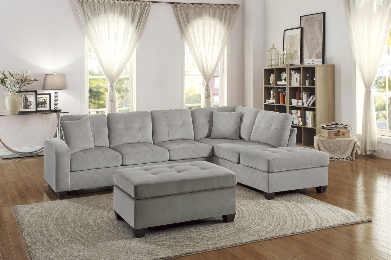 Emilio Taupe Reversible Sectional from Homelegance - Luna Furniture