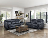 Littleton Blue Double Reclining Love Seat with Center Console, Receptacles and USB Ports from Homelegance - Luna Furniture