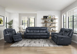 Littleton Blue Double Reclining Love Seat with Center Console, Receptacles and USB Ports from Homelegance - Luna Furniture