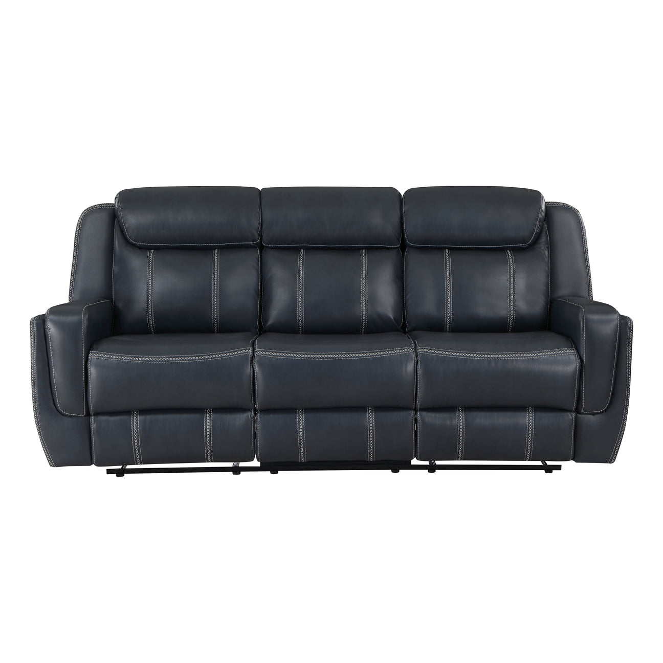 Littleton Blue Double Reclining Sofa with Center Drop-Down Cup Holders, Magazine bag, Receptacles and USB Ports from Homelegance - Luna Furniture