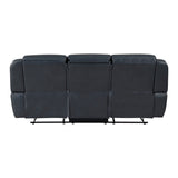 8516BU-3 Double Reclining Sofa with Center Drop-Down Cup Holders, Magazine bag, Receptacles and USB Ports - Luna Furniture