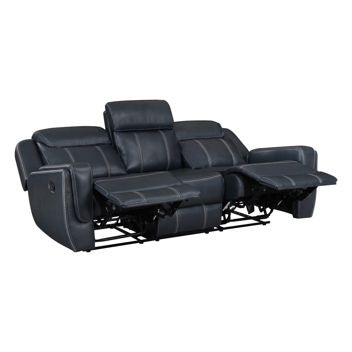 8516BU-3 Double Reclining Sofa with Center Drop-Down Cup Holders, Magazine bag, Receptacles and USB Ports - Luna Furniture