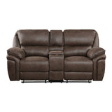 Proctor Brown Microfiber Double Reclining Love Seat with Center Console from Homelegance - Luna Furniture