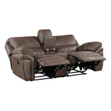 Proctor Brown Microfiber Double Reclining Love Seat with Center Console from Homelegance - Luna Furniture