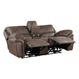 Proctor Brown Microfiber Power Double Reclining Love Seat with Center Console from Homelegance - Luna Furniture