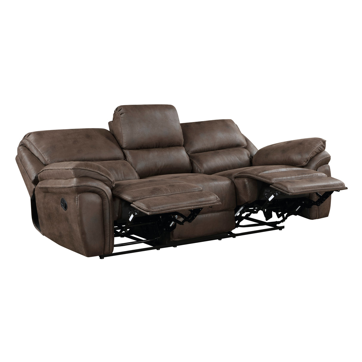 Proctor Brown Microfiber Double Reclining Sofa from Homelegance - Luna Furniture