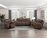 Proctor Brown Microfiber Double Reclining Sofa from Homelegance - Luna Furniture