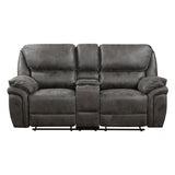 Proctor Gray Microfiber Double Reclining Love Seat with Center Console from Homelegance - Luna Furniture