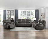 Proctor Gray Microfiber Double Reclining Love Seat with Center Console from Homelegance - Luna Furniture