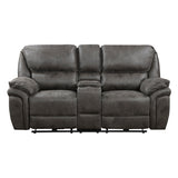 Proctor Gray Microfiber Power Double Reclining Love Seat with Center Console from Homelegance - Luna Furniture