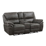 Proctor Gray Microfiber Power Double Reclining Love Seat with Center Console from Homelegance - Luna Furniture