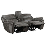 Proctor Gray Microfiber Power Double Reclining Love Seat with Center Console from Homelegance - Luna Furniture