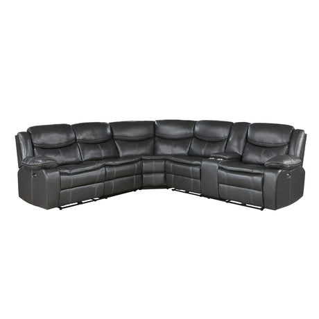 Fargo Dark Gray 3-Piece Power Reclining Sectional with Right Console from Homelegance - Luna Furniture