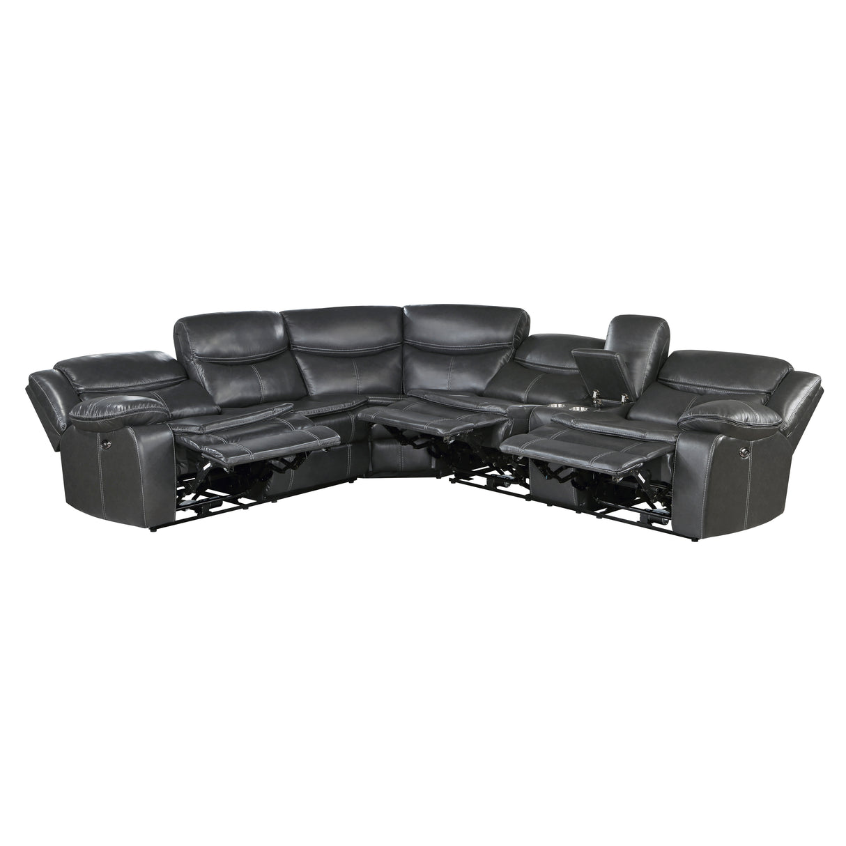 Fargo Dark Gray 3-Piece Power Reclining Sectional with Right Console from Homelegance - Luna Furniture