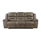 Hazen Brown Microfiber Double Reclining Sofa from Homelegance - Luna Furniture