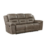 Hazen Brown Microfiber Double Reclining Sofa from Homelegance - Luna Furniture