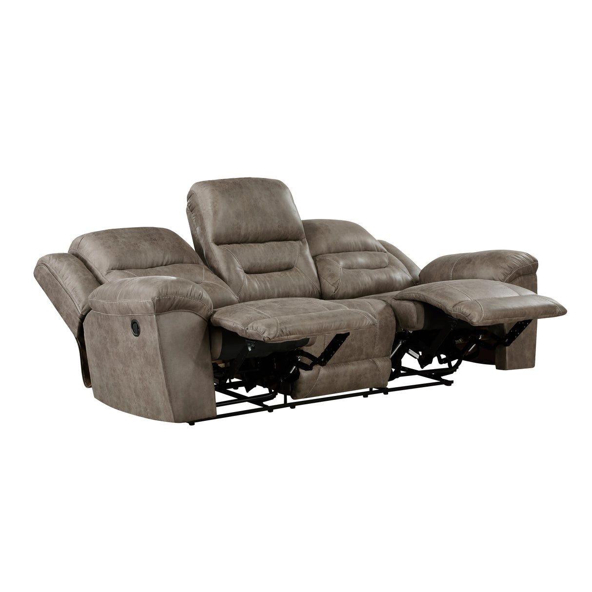 Hazen Brown Microfiber Double Reclining Sofa from Homelegance - Luna Furniture