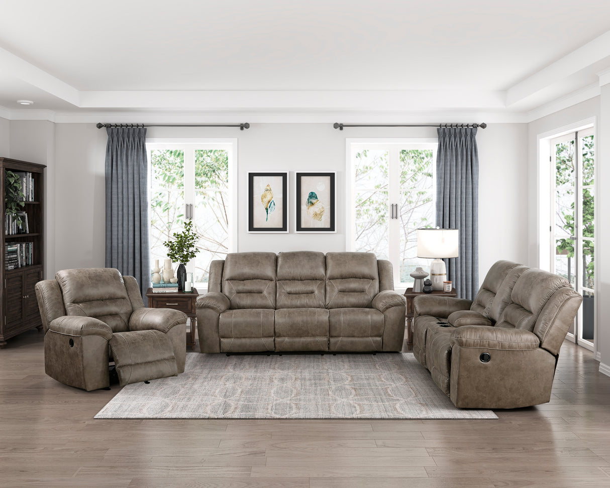 Hazen Brown Microfiber Double Reclining Sofa from Homelegance - Luna Furniture