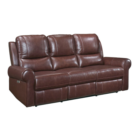 McCall Brown Leather Power Double Reclining Sofa with Power Headrests from Homelegance - Luna Furniture