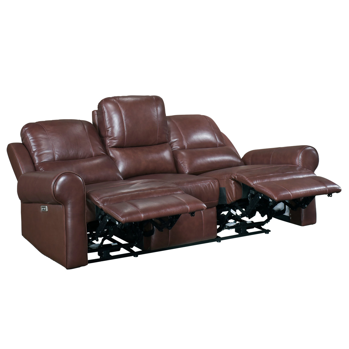 McCall Brown Leather Power Double Reclining Sofa with Power Headrests from Homelegance - Luna Furniture