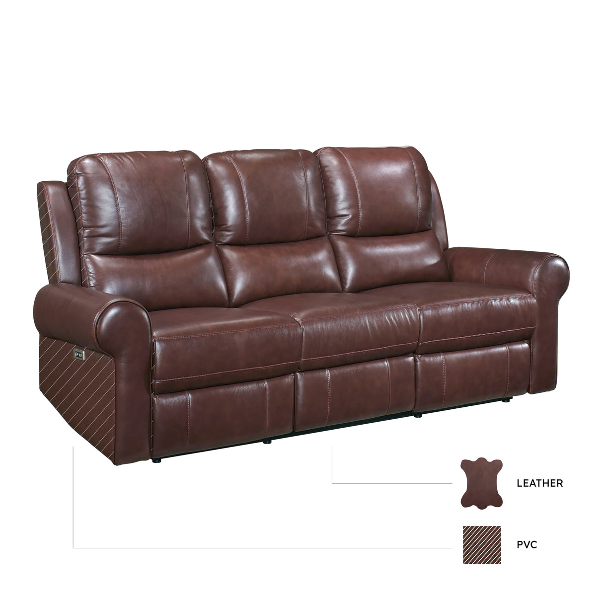 McCall Brown Leather Power Double Reclining Sofa with Power Headrests from Homelegance - Luna Furniture