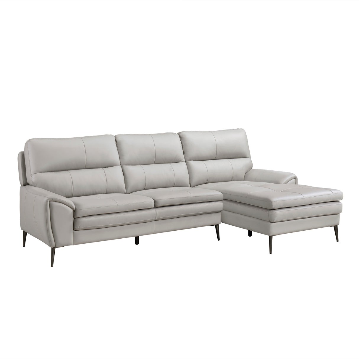 Essex Light Gray Leather 2-Piece Sectional with Right Chaise from Homelegance - Luna Furniture