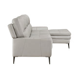 Essex Light Gray Leather 2-Piece Sectional with Right Chaise from Homelegance - Luna Furniture