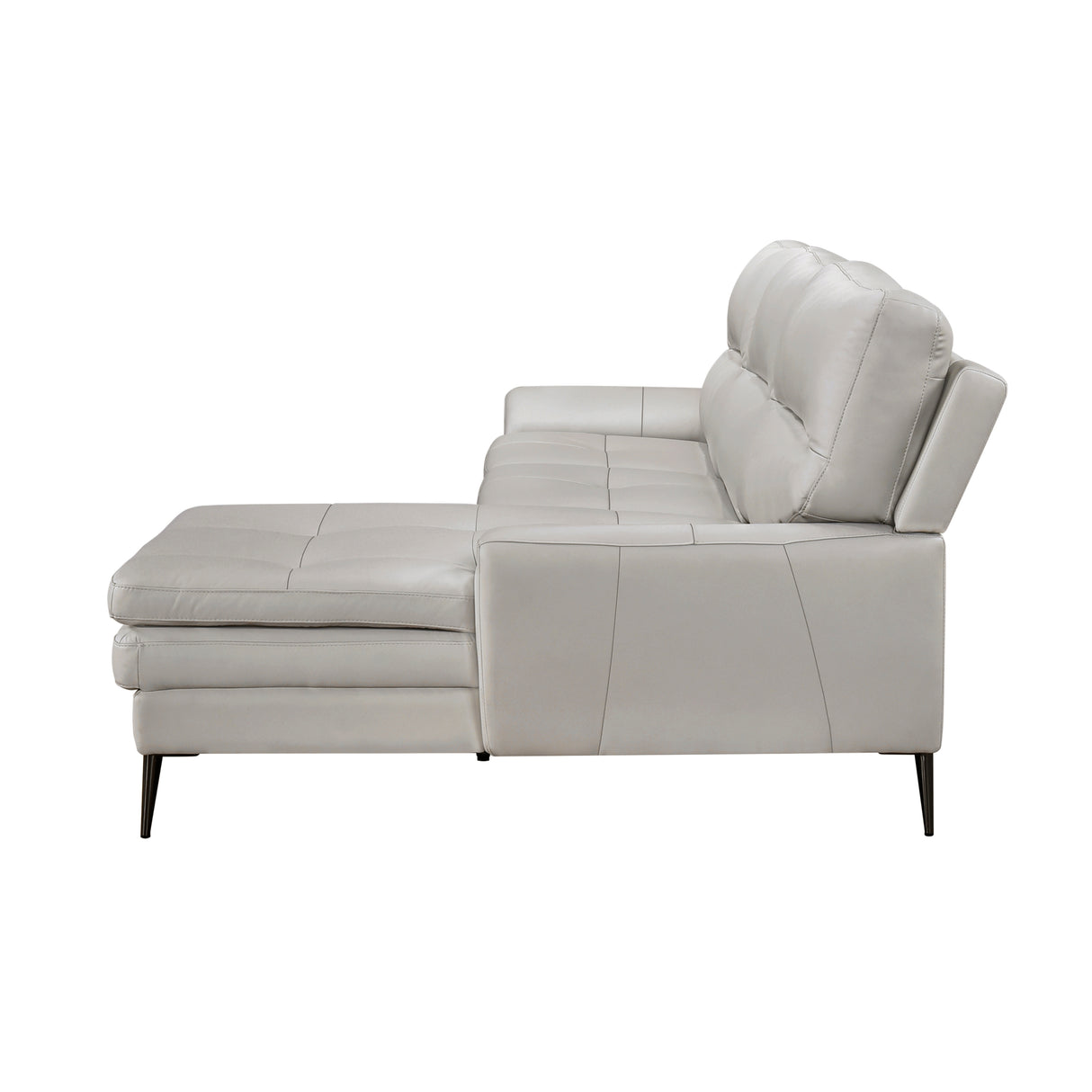 Essex Light Gray Leather 2-Piece Sectional with Right Chaise from Homelegance - Luna Furniture