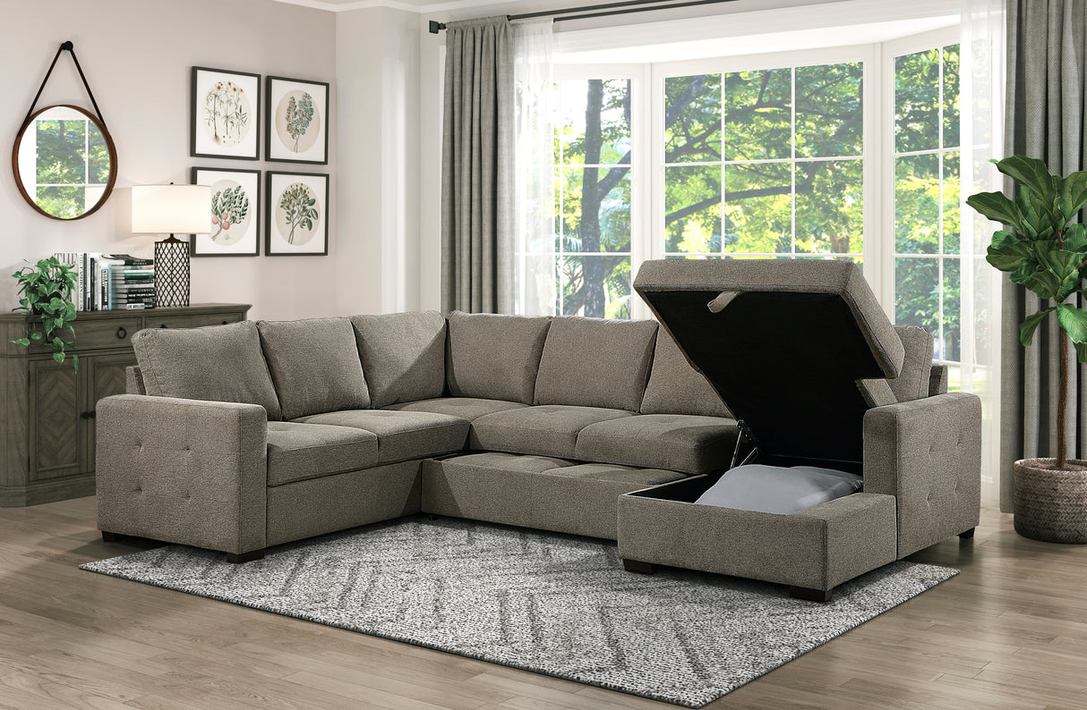 Elton Brown RAF Storage Sleeper Sectional from Homelegance - Luna Furniture