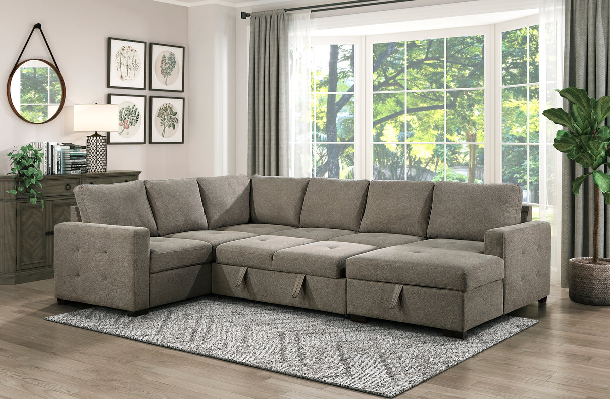 Elton Brown RAF Storage Sleeper Sectional from Homelegance - Luna Furniture