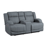 Camryn Graphite Blue Power Double Reclining Loveseat from Homelegance - Luna Furniture