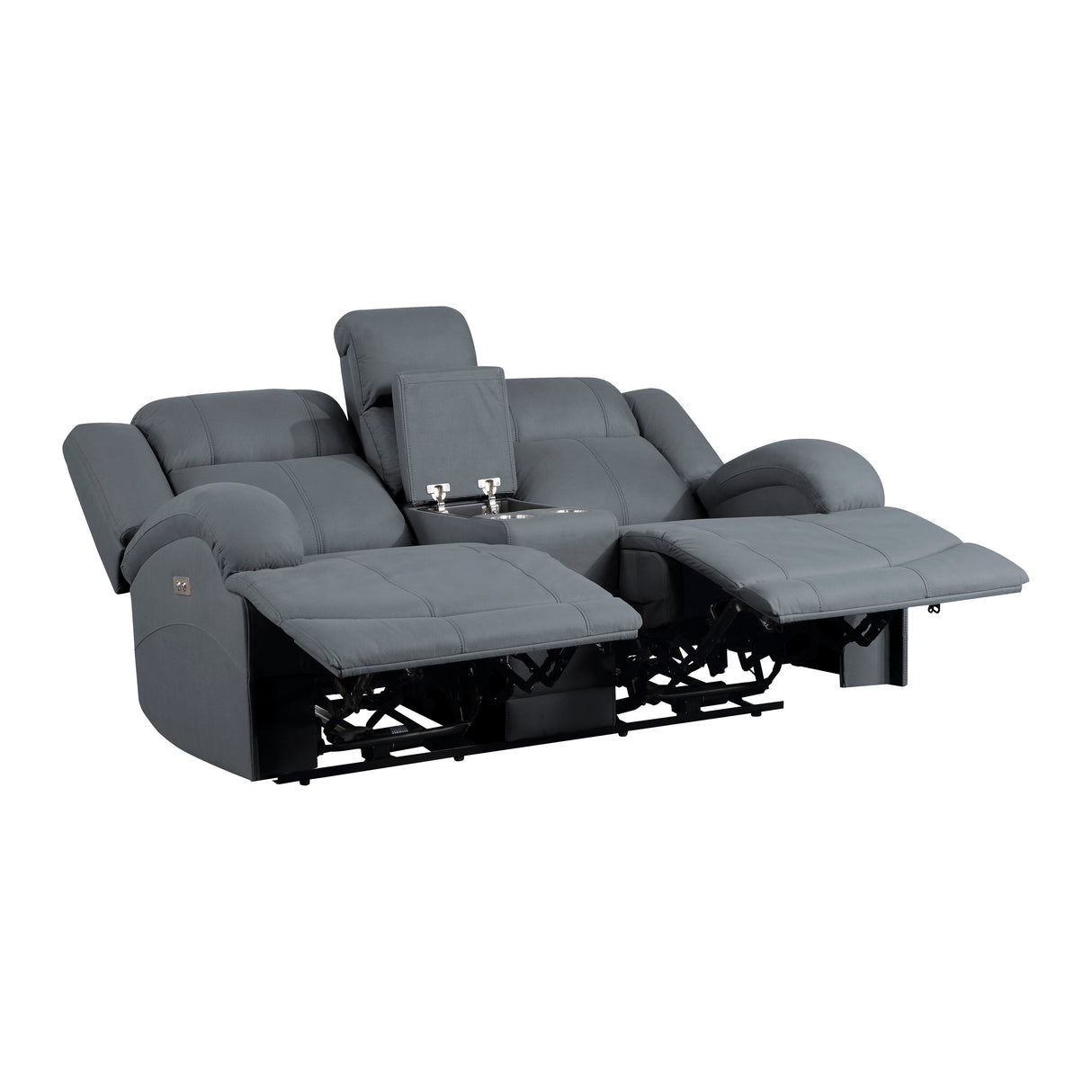 Camryn Graphite Blue Power Double Reclining Loveseat from Homelegance - Luna Furniture