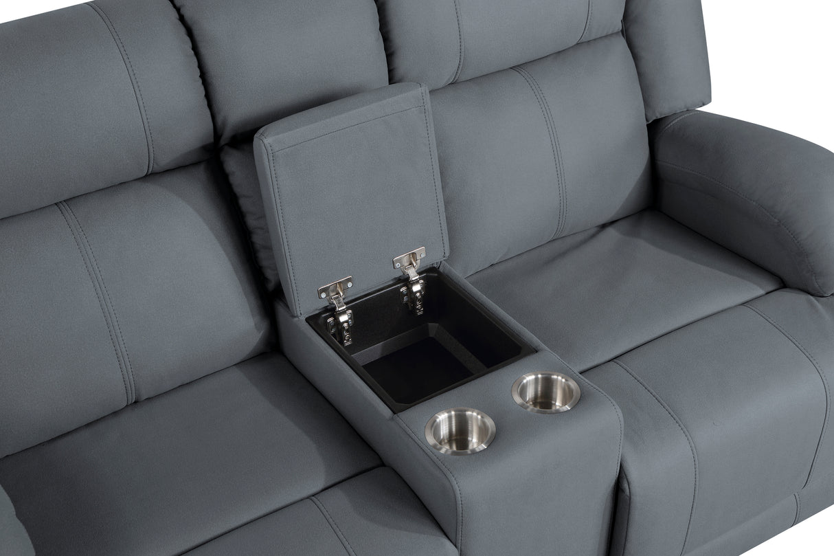 Camryn Graphite Blue Power Double Reclining Loveseat from Homelegance - Luna Furniture