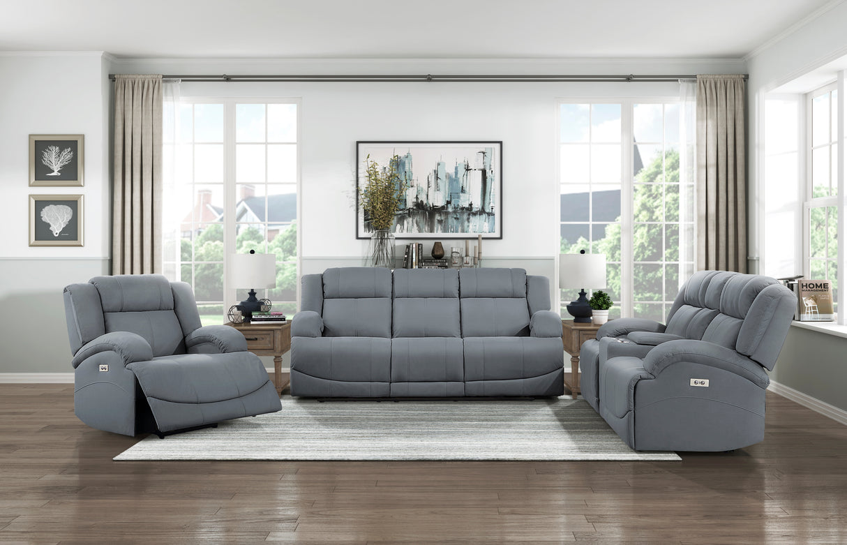 Camryn Graphite Blue Power Double Reclining Loveseat from Homelegance - Luna Furniture