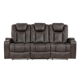 Tabor Dark Brown Power Double Reclining Sofa from Homelegance - Luna Furniture