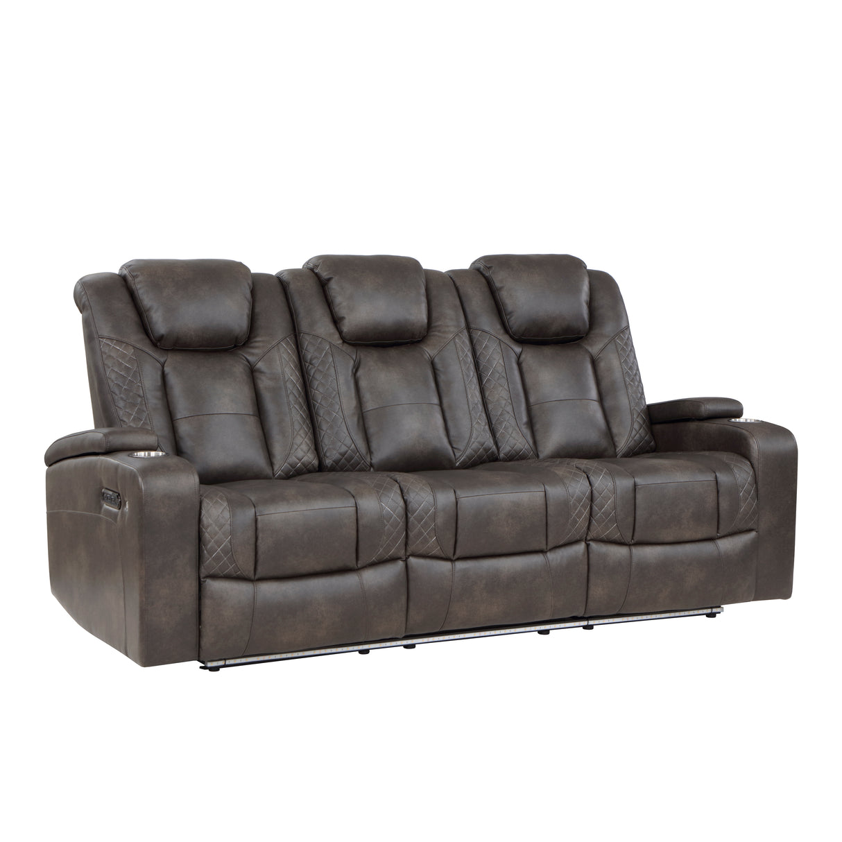 Tabor Dark Brown Power Double Reclining Sofa from Homelegance - Luna Furniture