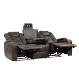 Tabor Dark Brown Power Double Reclining Sofa from Homelegance - Luna Furniture