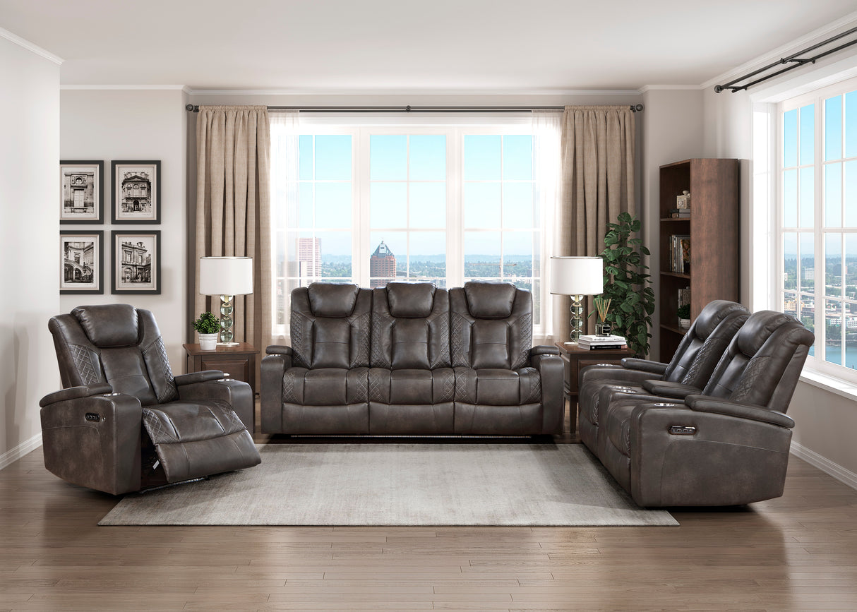 Tabor Dark Brown Power Double Reclining Sofa from Homelegance - Luna Furniture