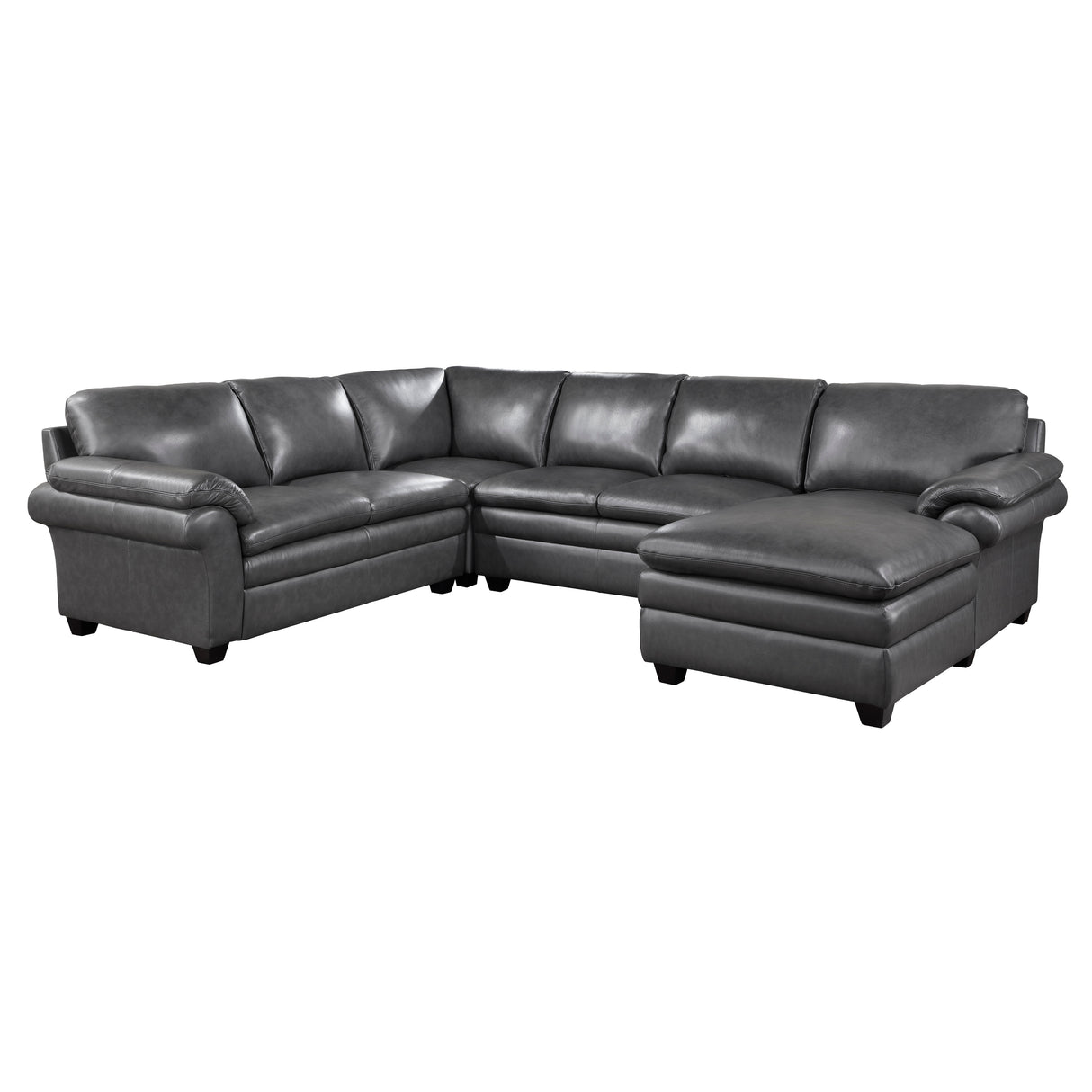 Exton Gray Leather 4-Piece Sectional with Right Chaise from Homelegance - Luna Furniture