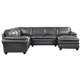 Exton Gray Leather 4-Piece Sectional with Right Chaise from Homelegance - Luna Furniture