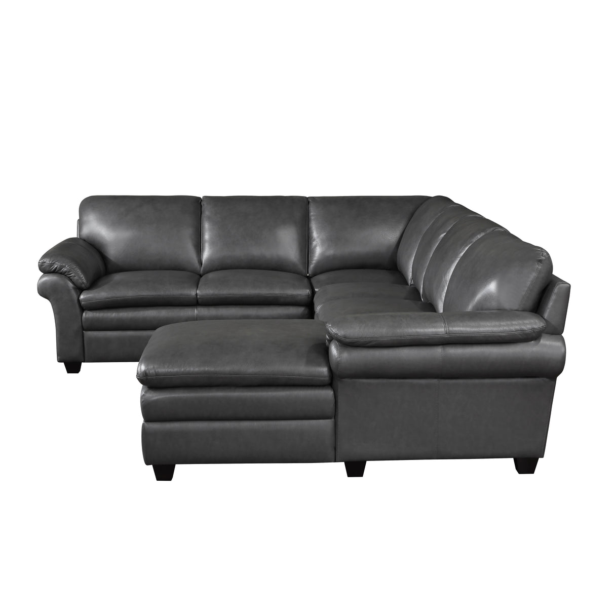 Exton Gray Leather 4-Piece Sectional with Right Chaise from Homelegance - Luna Furniture