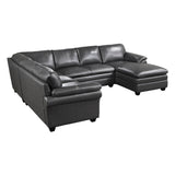 Exton Gray Leather 4-Piece Sectional with Right Chaise from Homelegance - Luna Furniture