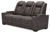 HyllMont Gray Power Reclining Sofa -  - Luna Furniture