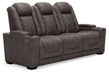 HyllMont Gray Power Reclining Sofa -  - Luna Furniture