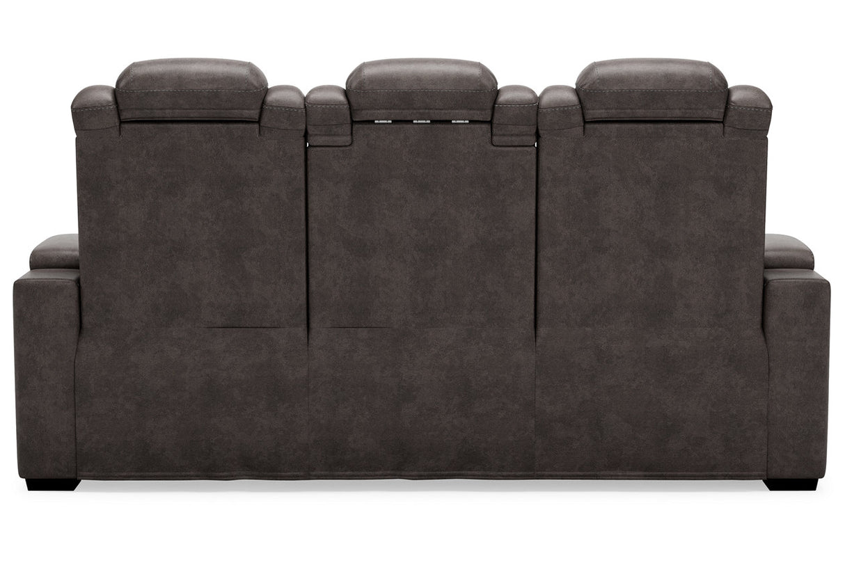 HyllMont Gray Power Reclining Sofa -  - Luna Furniture