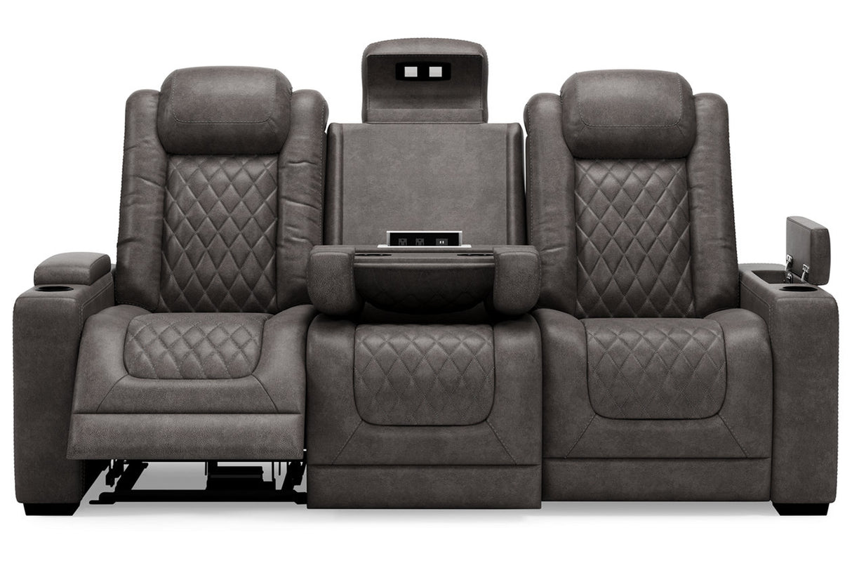 HyllMont Gray Power Reclining Sofa -  - Luna Furniture