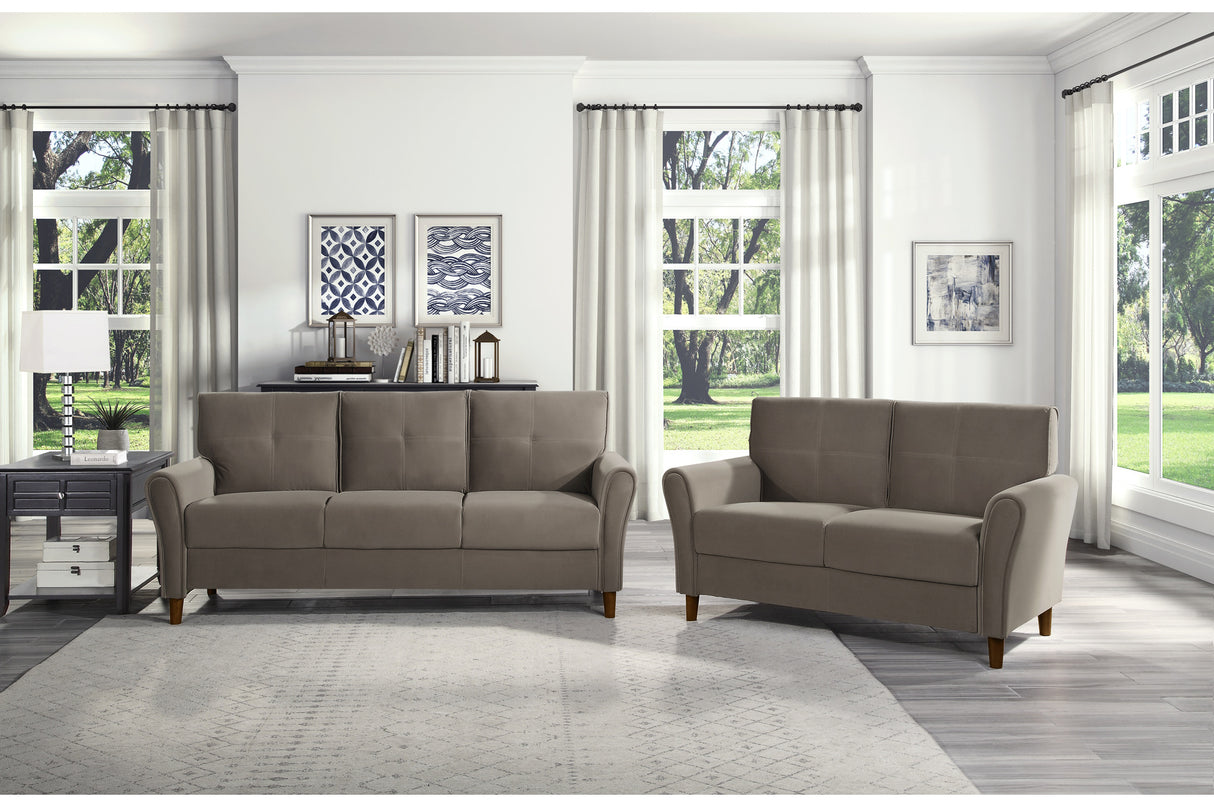 Dunleith Light Brown Velvet Living Room Set -  Homelegance - Luna Furniture